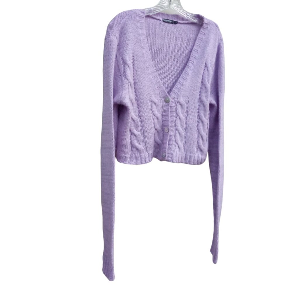Nasty Gal cropped oversized lavender sweater sz S - Picture 6 of 12